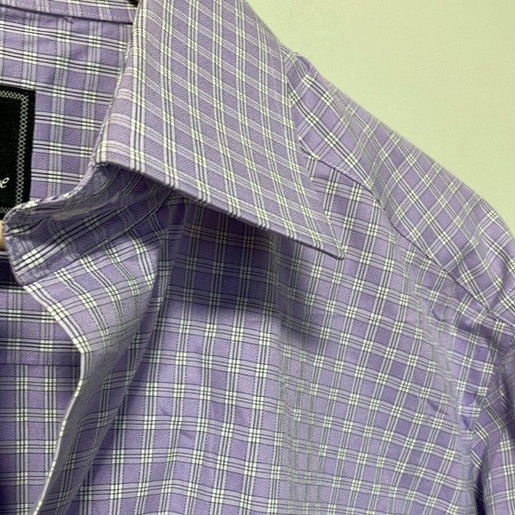 David Donahue Trim Purple Checkered Button Down Shirt - Picture 2 of 7